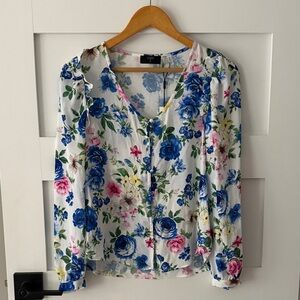 Tamari - Button Down Blouse with Floral Design - XS